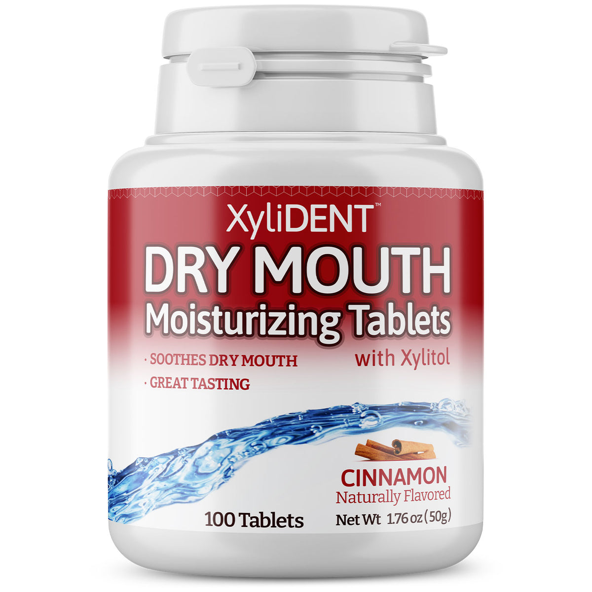 XyliDENT Best Dry Mouth Tablets with Xylitol Cinnamon Flavor 100 CT