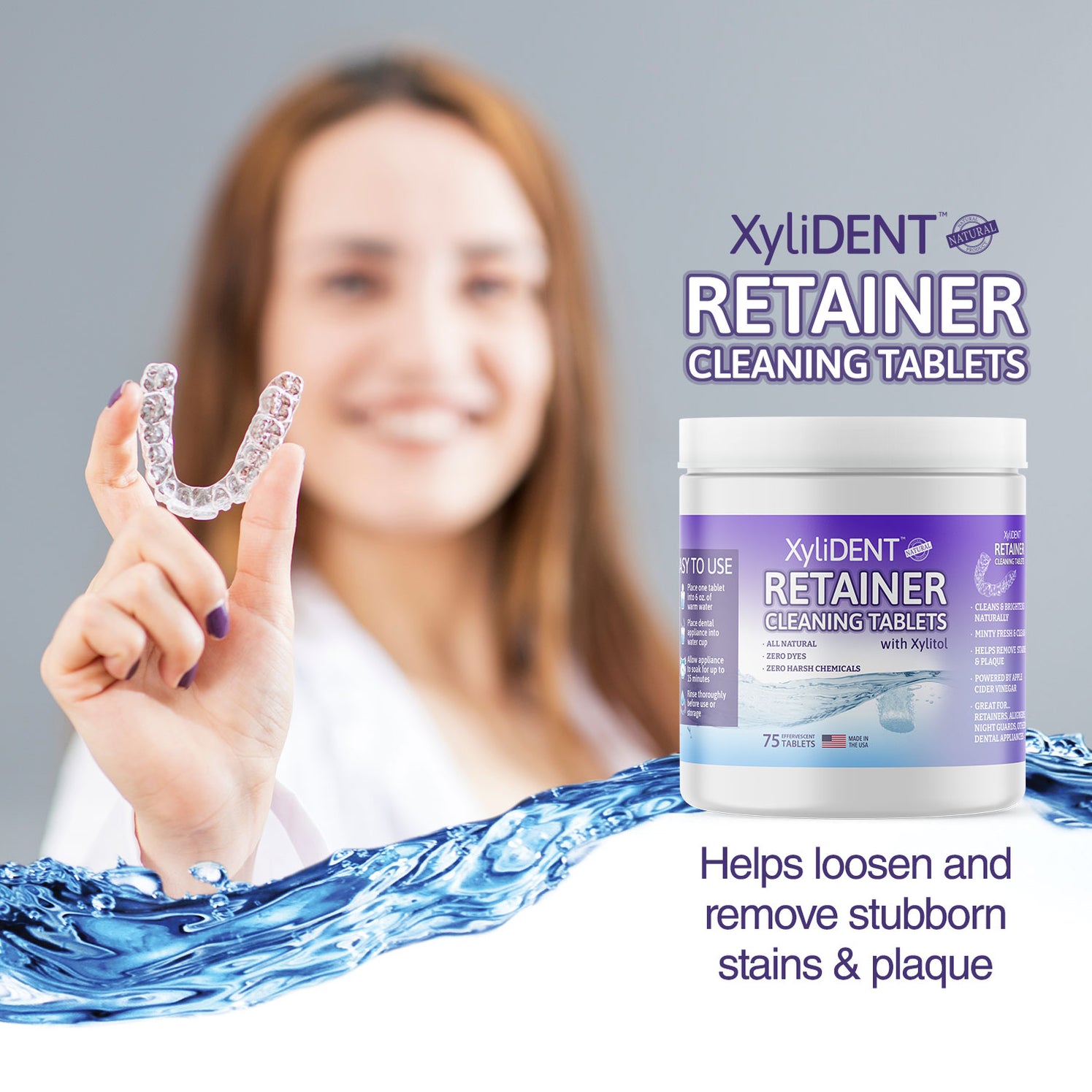 Retainer Cleaning Tablets All Natural for Dental Appliances XyliDENT